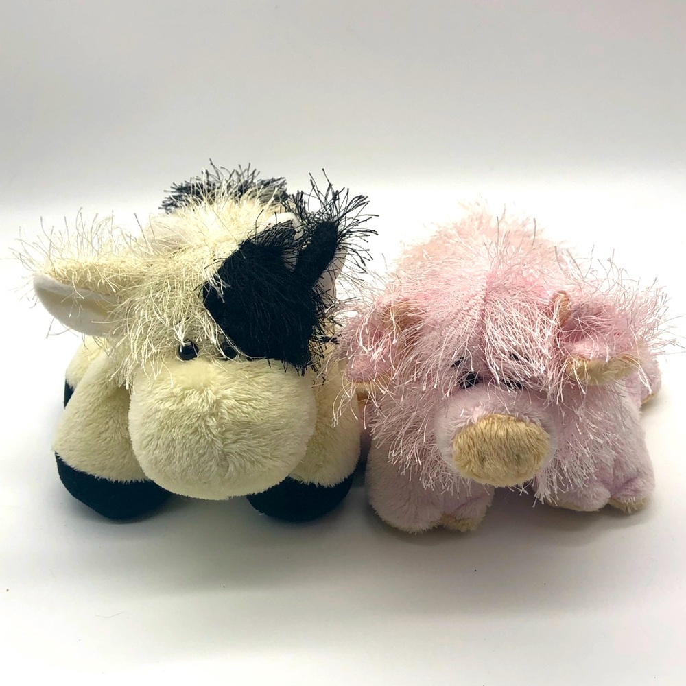 Lot of 2 Ganz stuffed animals, no codes, cow & pig